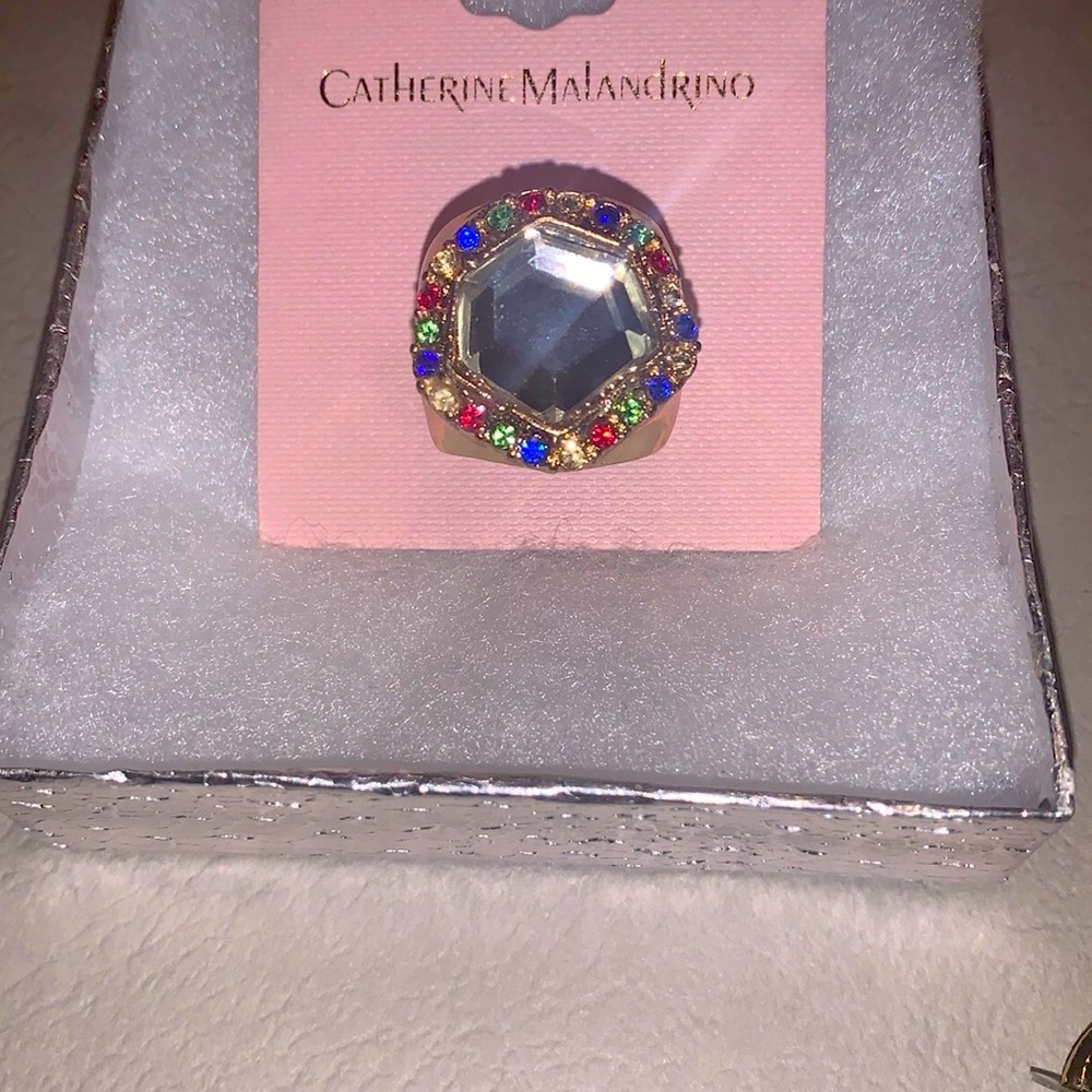 New, Catherine Malandrino gold cocktail ring, sz 7